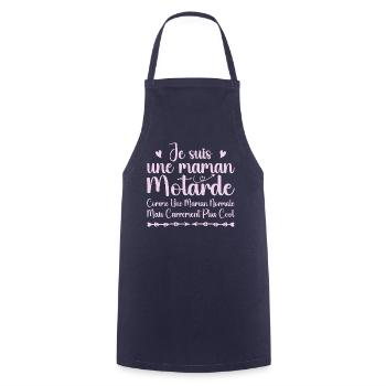 Fête des Mères - Maman Motarde Cool - Tablier de cuisine - marine - Devant - AI Model Male 185 dark (185cm)