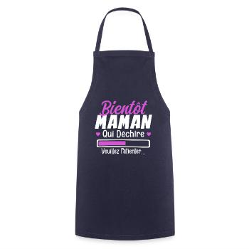 Bientôt Maman Qui Déchire Veuillez Patienter Mère - Tablier de cuisine - marine - Devant - AI Model Male 185 dark (185cm)