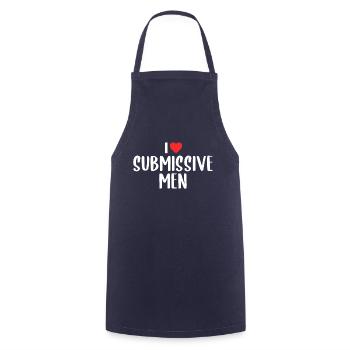 Ich liebe unterwürfige Männer | Ich Herz unterwürfige Männer - Kochschürze - Navy - Vorne - AI Model Male 185 dark (185cm)