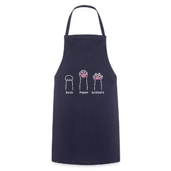 Rock Paper Scissors Hand Game Cute Paw Funny Cat - Cooking Apron - navy - Front - AI Model Male 185 dark (185cm)
