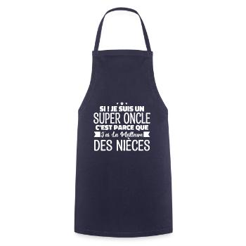 Super Oncle | Cadeau Famille Nièce Tonton Humour - Tablier de cuisine - marine - Devant - AI Model Male 185 dark (185cm)