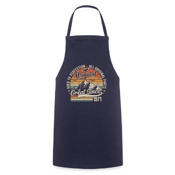 Vintage Born in 1971 | 54th Anniversary Gift 1971 - Cooking Apron - navy - Front - AI Model Male 185 dark (185cm)