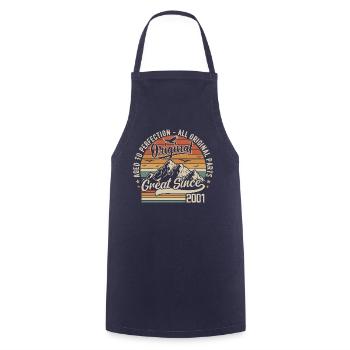 Vintage Born in 2001 | 24th Anniversary Gift 2001 - Cooking Apron - navy - Front - AI Model Male 185 dark (185cm)