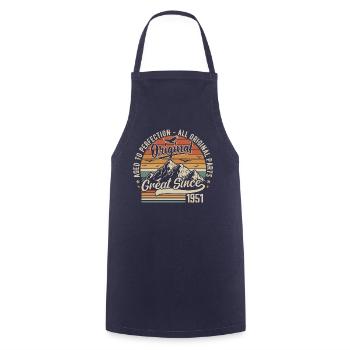 Vintage Born in 1951 | 74th Anniversary Gift 1951 - Cooking Apron - navy - Front - AI Model Male 185 dark (185cm)