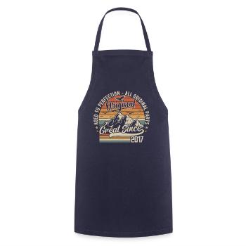Vintage Born in 2017 | 8th Anniversary Gift 2017 - Cooking Apron - navy - Front - AI Model Male 185 dark (185cm)