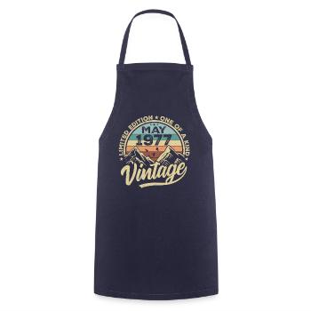 Birthday Vintage May 1977 original May 1977 - Cooking Apron - navy - Front - AI Model Male 185 dark (185cm)