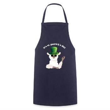 St. Patrick's Day with an Adorable Llama Animal - Cooking Apron - navy - Front - AI Model Male 185 dark (185cm)