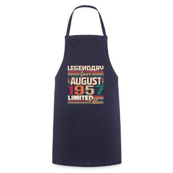 1957 August Birthday Legend August 1957 - Cooking Apron - navy - Front - AI Model Male 185 dark (185cm)