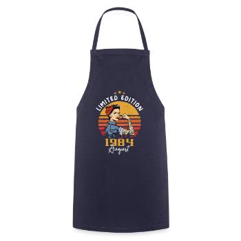 Août 1984 Retro Vintage Anniversaire Août 1984 - Tablier de cuisine - marine - Devant - AI Model Male 185 dark (185cm)
