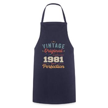 September 1981 Jubilee 1981 September Gift - Cooking Apron - navy - Front - AI Model Male 185 dark (185cm)