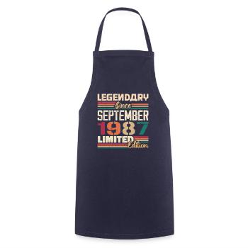 September 1987 Jubilee 1987 September Gift - Cooking Apron - navy - Front - AI Model Male 185 dark (185cm)