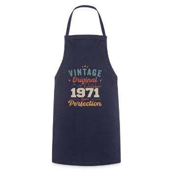 October 1971 Birthday Present 1971 October - Cooking Apron - navy - Front - AI Model Male 185 dark (185cm)