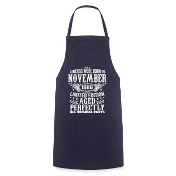 Legendary since November 1986 - 1986 November - Cooking Apron - navy - Front - AI Model Male 185 dark (185cm)