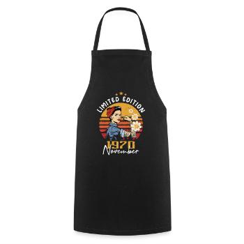 Novembre Vintage des années 1970 né anniversaire femmes - Tablier de cuisine - noir - Devant - AI Model Male 185 dark (185cm)