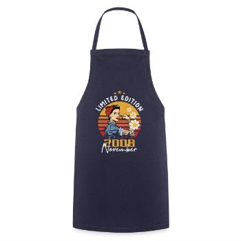 November Vintage 2008 Born Birthday Women - Cooking Apron - navy - Front - AI Model Male 185 dark (185cm)