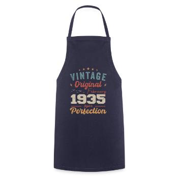 Born in February 1935 vintage 1935 birthday - Cooking Apron - navy - Front - AI Model Male 185 dark (185cm)