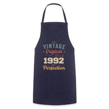 Mars 1992 Vintage Born Vintage Anniversaire - Tablier de cuisine - marine - Devant - AI Model Male 185 dark (185cm)