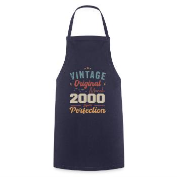 March 2000 Vintage Born Vintage Birthday - Cooking Apron - navy - Front - AI Model Male 185 dark (185cm)
