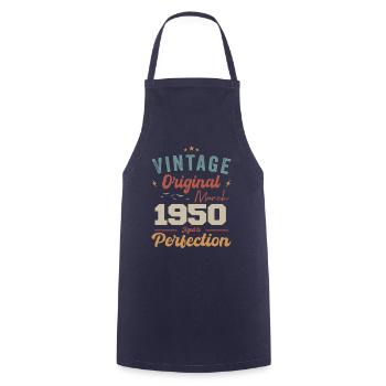 Mars 1950 ' s Vintage né Vintage anniversaire - Tablier de cuisine - marine - Devant - AI Model Male 185 dark (185cm)