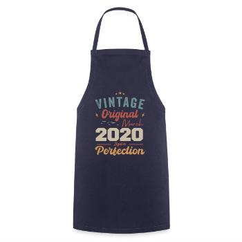 March 2020 Vintage Born Vintage Birthday - Cooking Apron - navy - Front - AI Model Male 185 dark (185cm)