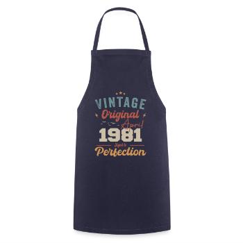 Vintage né avril 1981 cadeau d’anniversaire - Tablier de cuisine - marine - Devant - AI Model Male 185 dark (185cm)