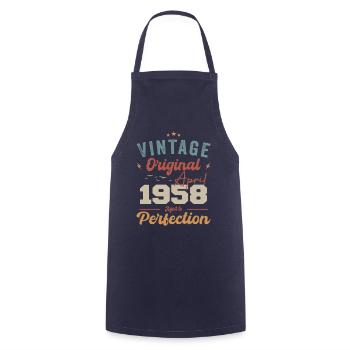 Vintage né en avril 1958 cadeau d’anniversaire - Tablier de cuisine - marine - Devant - AI Model Male 185 dark (185cm)