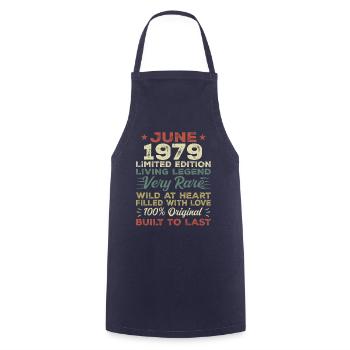 June 1979 Birthday June 1979 Gift June 1979 - Cooking Apron - navy - Front - AI Model Male 185 dark (185cm)