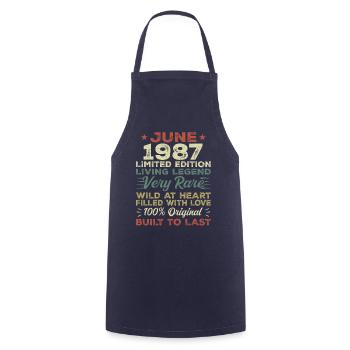 June 1987 Birthday June 1987 Gift June 1987 - Cooking Apron - navy - Front - AI Model Male 185 dark (185cm)