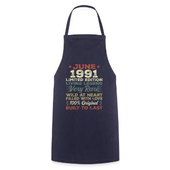 June 1991 Birthday June 1991 Gift June 1991 - Cooking Apron - navy - Front - AI Model Male 185 dark (185cm)