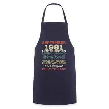 Birthday September 1981 Limited Edition Original - Cooking Apron - navy - Front - AI Model Male 185 dark (185cm)