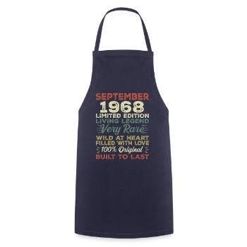 Birthday September 1968 Limited Edition Original - Cooking Apron - navy - Front - AI Model Male 185 dark (185cm)