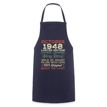 1948 October 1948 Birthday October 1948 Original - Cooking Apron - navy - Front - AI Model Male 185 dark (185cm)