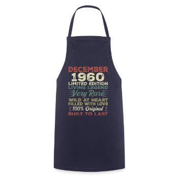 Décembre 1960 - Anniversaire Décembre 1960 année - Tablier de cuisine - marine - Devant - AI Model Male 185 dark (185cm)