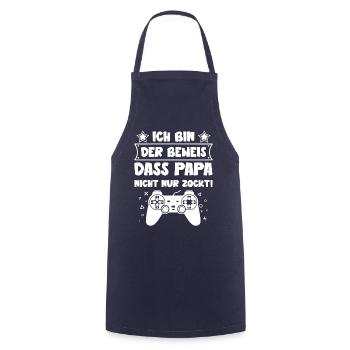 Ich bin der Beweis dass Papa nicht nur zockt Gamer - Kochschürze - Navy - Vorne - AI Model Male 185 dark (185cm)