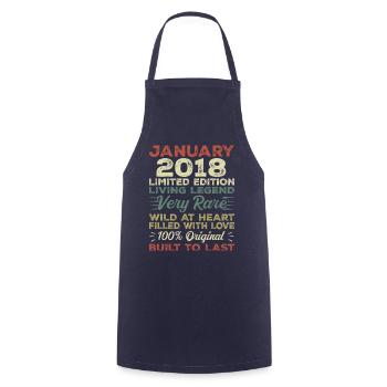Januar 2018 Geburtstag - Januar 2018, January 2018 - Kochschürze - Navy - Vorne - AI Model Male 185 dark (185cm)