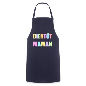 Bientôt maman, future maman, grossesse enceinte - Tablier de cuisine - marine - Devant - AI Model Male 185 dark (185cm)