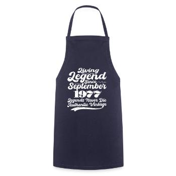 Once upon a time there was a legend. September 1977 Birth - Cooking Apron - navy - Front - AI Model Male 185 dark (185cm)