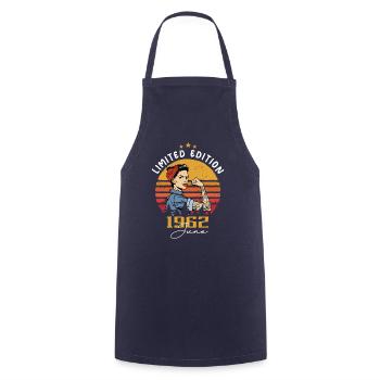 Vintage 1962 - Born In June 1962 - Cooking Apron - navy - Front - AI Model Male 185 dark (185cm)