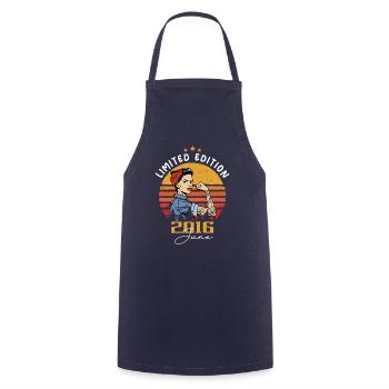 Vintage 2016 - Born In June 2016 - Cooking Apron - navy - Front - AI Model Male 185 dark (185cm)