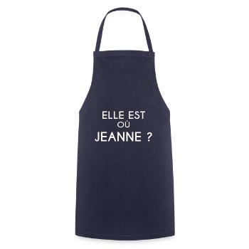 ELLE EST OÙ JEANNE ? - Tablier de cuisine - marine - Devant - AI Model Male 185 dark (185cm)