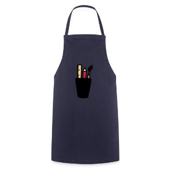 Stift - Pinsel - Lineal - Kochschürze - Navy - Vorne - AI Model Male 185 dark (185cm)