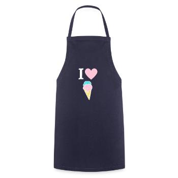 I love Ice Cream / Ice Cone Comic Design white - Cooking Apron - navy - Front - AI Model Male 185 dark (185cm)
