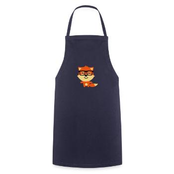 Cute & Funny Hipster Baby fox with nerd glasses - Cooking Apron - navy - Front - AI Model Male 185 dark (185cm)