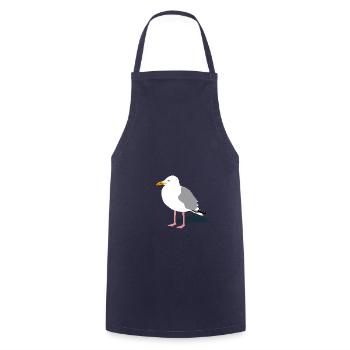 seagull gull bird harbour sailing ocean sea ship - Cooking Apron - navy - Front - AI Model Male 185 dark (185cm)