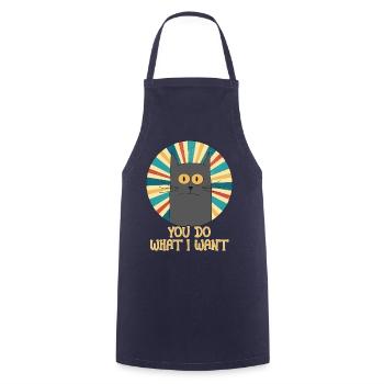 Tu fais ce que je veux, chat gris rétro vintage pour - Tablier de cuisine - marine - Devant - AI Model Male 185 dark (185cm)