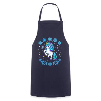 Winter 2022 blaues Einhorn mit Schneeflocken - Kochschürze - Navy - Vorne - AI Model Male 185 dark (185cm)