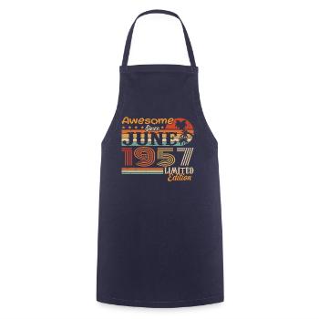 June 1957 Retro Vintage Juni 1957 birthday - Cooking Apron - navy - Front - AI Model Male 185 dark (185cm)