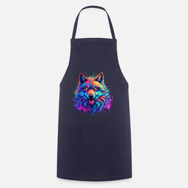 Loup Pop Art - Tablier de cuisine - marine