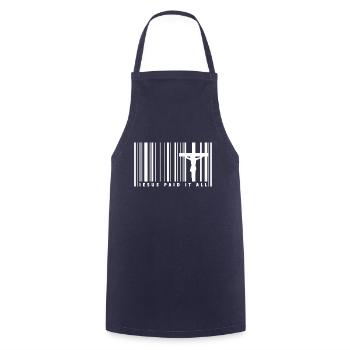 Jesus Barcode Bar Code T-Shirt Gift Faith - Cooking Apron - navy - Front - AI Model Male 185 dark (185cm)