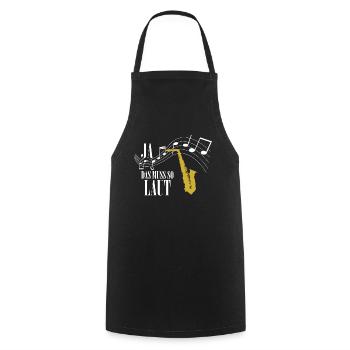 Oui qui doit selon le t-shirt du joueur de saxophone - Tablier de cuisine - noir - Devant - AI Model Male 185 dark (185cm)
